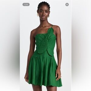 $275 FARM Rio Green One Shoulder Lea Mini Dress Size XS